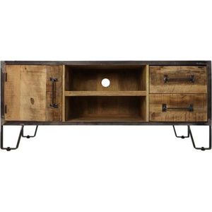 TV meubel Hayward - 130x40x55 - naturel/donkergrijs - mangohout/ijzer