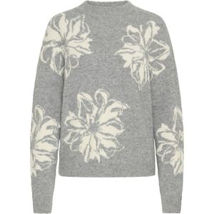 B.Young - Omea - Gebreide Pullover - Dames - Ronde Hals - Bloemenmotief