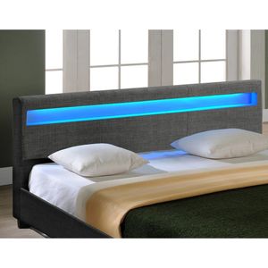 Houten Bed Kimber - Stof - LED verlichting Bedbodem - 140x200 - Donkergrijs - Modern Design