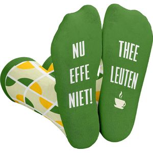 Silly Soles - Grappige Sokken - THEE LEUTEN - Thee Cadeau - Leuke One Size Huissokken Tekst - Grappige Cadeaus voor Mannen Dames - Originele Gekke Happy Socks - Verjaardag cadeau Vrouw, Moeder, Mama, Vriendin, Zus, Oma - Moederdag Cadeautjes