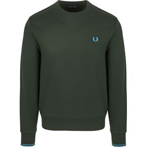 Fred Perry Sweater Logo Night Green - Maat L - Heren - Sweaters