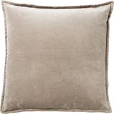 Dutch Decor CAITH - Kussenhoes 50x50cm - 100% katoen velvet - lekker zacht - Driftwood - taupe - met rits