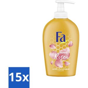 Fa - Handzeep - Honing & Rozen - Verzachtend & Verzorgend - 250 ml - Bulkverpakking - 15 stuks