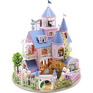 Premium Miniatuur XXL bouwpakket - Bouwpakket - Voor Volwassenen (14+) - Houten Modelbouw - Modelbouwpakket - DIY - Poppenhuis – incl. Licht- (Fairy Castle)