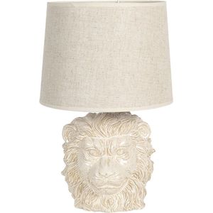 Tafellamp - Tafellamp Slaapkamer - Tafellampen - Cadeau - Leeuw - Wit - 49 cm hoog