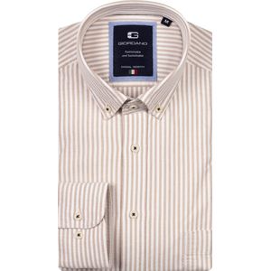 Giordano - Overhemd Beige Giordano Brando Long Sleeve Button Down Soft Washed Oxford Gingham Stripe Lange Mouw Overhemd Beige 527107