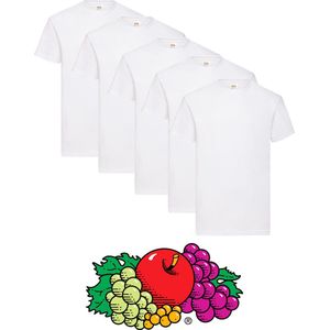 5 pack Witte shirts Fruit of the Loom ronde hals maat S Original