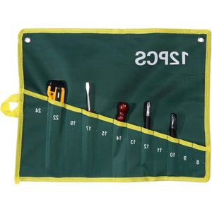 Inovra - Canvas gereedschapstas voor schroevendraaiers en tangen - Roll-up opbergtas voor houtarbeiders en doe-het-zelvers - 12 stuks