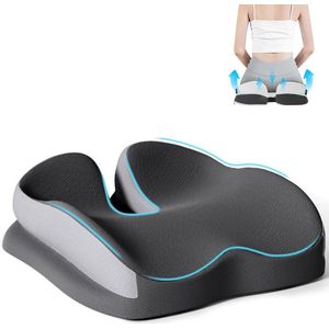 Allecto Plus - Ergonomisch zitkussen voor bureaustoel met traagschuim - Drukontlasting heupen en stuitbeen - Grijs