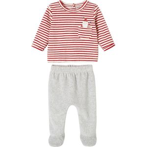 Kerstpyjama - Gemêleerd Grijs - Fluwelen Babypyjama - 2-delig - Lange Mouwen