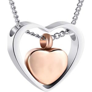 Luxe Hart Ashanger | Met Ketting | Rosegoud |Assieraad | As Ketting | Gedenksieraad | Urn | Incl. As vuller