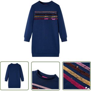 vidaXL Jurkje Meisje - Kinderjurk - Kinderjurk 116 marineblauw - Blauwe Jurk - Kindermode - Meisjeskledij