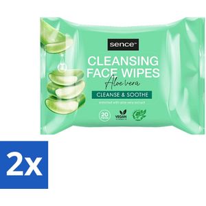 Sence - Aloë Vera - Gezichtsreinigingsdoekjes - Verzachtend - 20 Doekjes - Voordeelverpakking - 2 stuks