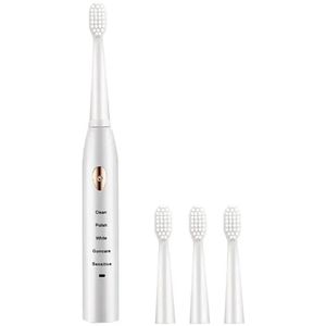 Elektrische klassieke sonische tandenborstel met 5 standen, USB-oplaadbaar, IPX7 waterdicht - wit