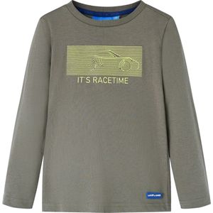 vidaXL - Kindershirt - met - lange - mouwen - 116 - kakikleurig