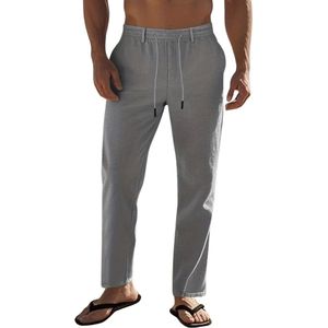 Bovista Linnen Broek Heren - Zomerbroek - Volwassenen - Lange Broek - Pantalon - Strandbroek - Zomer - Ibiza Stijl - Grijs - Maat S