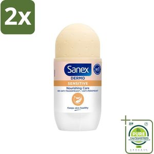 Sanex Dermo - Gevoelig - Deodorant Roller - 48h Anti-Transpirant - 50 ml - Voordeelverpakking - 2 stuks - Sanex Deodorant - Deodorant Roller