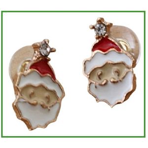 Kerst oorbellen - kerstman oor stekers - wit met rood - oorbellen kerst - kerst cadeau - kerst sieraden - kerst - sinterklaas schoencadeautje