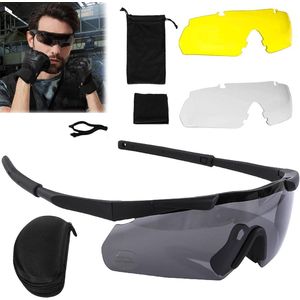 Schietbril met 3 verwisselbare glazen - verstelbare oogbescherming voor schieten, laserveiligheid