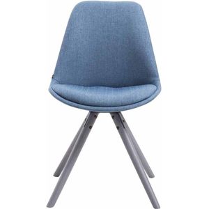 Bezoekersstoel Orlando - Eetkamerstoel - Blauwe stof - Grijze Poten - Set van 1 - Zithoogte 48 cm - Deluxe
