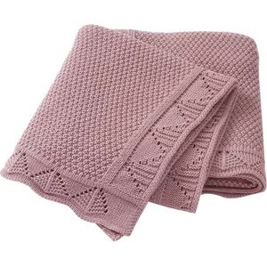 IL BAMBINI roze ajour babydeken - 100% acryl extra zacht 100x80cm - Pluisvrije deken - babydekentjes voor wieg of ledikant