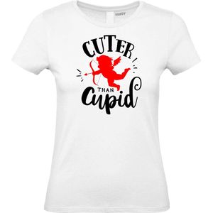 Dames t-shirt Cuter Than Cupid | Valentijn cadeautje voor haar | Valentijn | Valentijnsdag voor vrouwen | Wit Dames | maat S