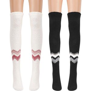 Dijbeenkousen Koraal Fleece voor Dames - Zachte Thermische Kniekousen - Winterbeenwarmers One Size