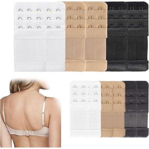 Allecto plus - Beha verlenging 12 stuks voor beha 3 rijen met 2/3 haken - Zacht, comfortabel en elastisch - Lichte huidkleur - Wit/Zwart