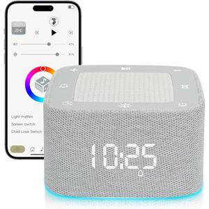 Geluidsmachine met wekker en Bluetooth - 32 rustgevende geluiden, RGB-licht en app-bediening voor optimale slaapervaring