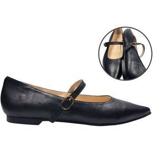 Stravers – Ballerina Spits met Bandje Zwart Maat 42 Dames Grote Maten Ballerina's