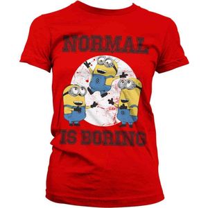 Minions Dames Tshirt -2XL- Normal Life Is Boring Rood