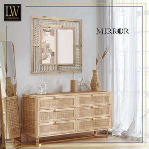 LW Collection - Wandspiegel - Bruin - Vierkant 60x60 cm - Hout - Luxe Design