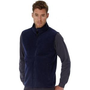 Fleece casual bodywarmer donkerblauw voor heren - Outdoorkleding wandelen/zeilen - Mouwloze vesten XL (42/54)