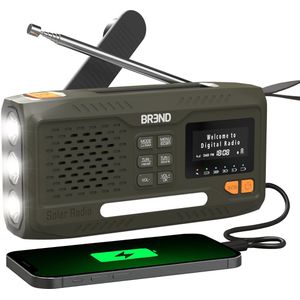 BREND BR-2244 Noodradio met DAB en FM - Bluetooth Speaker - SOS-Alarm - Powerbank - LED-Zaklamp - USB-C - Oplaadbaar met Zonnepaneel en Zwengel
