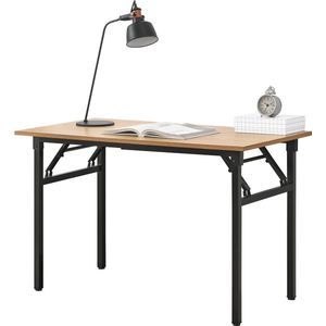 In And OutdoorMatch Eettafel Damon - Bureau - 120x60x75 - 76,4 cm - Opvouwbaar - Verstelbaar - Beuken en Zwart - Modern Design