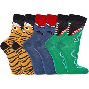 Kindersokken | Grappige sokken | Print: Dieren | Kleur: Meerkleurig | Maat: Diverse maten | 6 paar