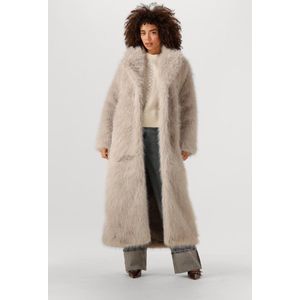 Object - Objisadora L/S LO Hairy Long Coat - Lange Jas - Beige - Polyester