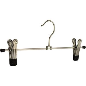 De Kledinghanger Gigant - Knijperhanger - Volwassenen - 8371 - 40 Stuks - metaal - Verchroomd - Zwart - Verschuifbare Anti-slip Maxi knijpers - 30 cm - Rokhanger - Broekhanger - Pantalonhanger - Kledinghanger - Kleerhanger (8371_00/40)