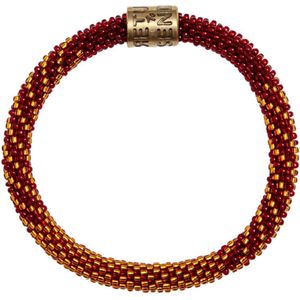 Return to Sender | Armband roll on paars koper design met glazen kralen - kralenarmband Ø 7 cm - armband dames
