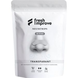 FRESH IMPROVE® Premium TRANSPARANT Neusstrips 30 stuks Performance Neuspleisters Sporten & Slapen - Anti Snurk Pleisters - Slaapproblemen - Neusspreider Extra Sterk - Meer Zuurstof bij Hardlopen, Fietsen & Fitness – Verhoog Sportprestaties