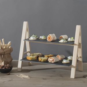 Luxe Borrelplank - Leisteen - Tafelaccessoire - 24x18cm - Sanckplateau - Hoogwaarige Kwaliteit - Modern - Borrelplanken - Serveerplank - 2 Planken - Snack Tray