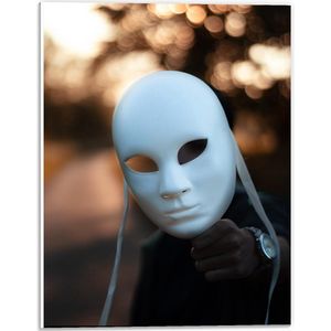 Forex - Wit Masker met Grote Ogen - 30x40cm Foto op Forex