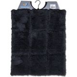 Wicotex - Bidetmat - WC mat - Toiletmat ruit Zwart - Antislip onderkant - Afmeting 50x60cm