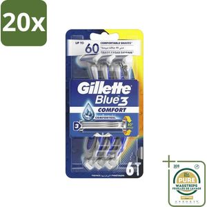 20 x Gillette - Blue 3 Comfort - Wegwerpmesjes - Precisie en comfort - 6 Scheermesjes - Grootverpakking - Scheermesjes - Wegwerpmesjes - Scheerapparaten - Scheerbeurt - Comfort