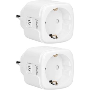 Alecto SMART-PLUG20 DUO - Smart wifi tussenstekker met energiemeter, 16A, 3680W, 2 pack, wit
