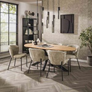 Hoyz Collection - Eetkamertafel 215cm Shaped - Massief Acacia Naturel