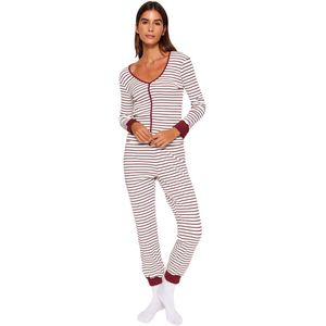 Trendyol Groen Gestreepte Manchet En Gedetailleerde T-Shirt-Jogger Gebreide Pyjamaset Thmaw24Pt00141.