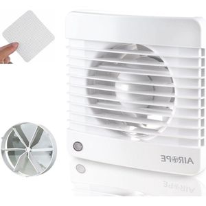125 mm afvoerventilator met terugslagklep en muggennet - stil en krachtig - voor badkamer, keuken, kantoor en toilet