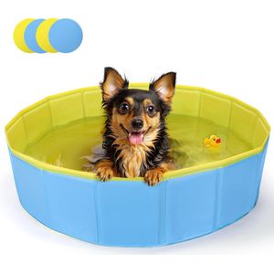 Nobleza R4B - Opvouwbare hondenzwembad - 80x20 cm - Zwembad voor dieren - Blauw/Geel