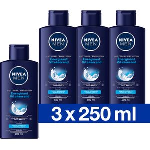 NIVEA MEN Vitaliserende Bodylotion - 24 Uur Hydratatie - Met Vitamine E - Lotion Voor Normale Huid - Lichaamsverzorging - 3x400 ml